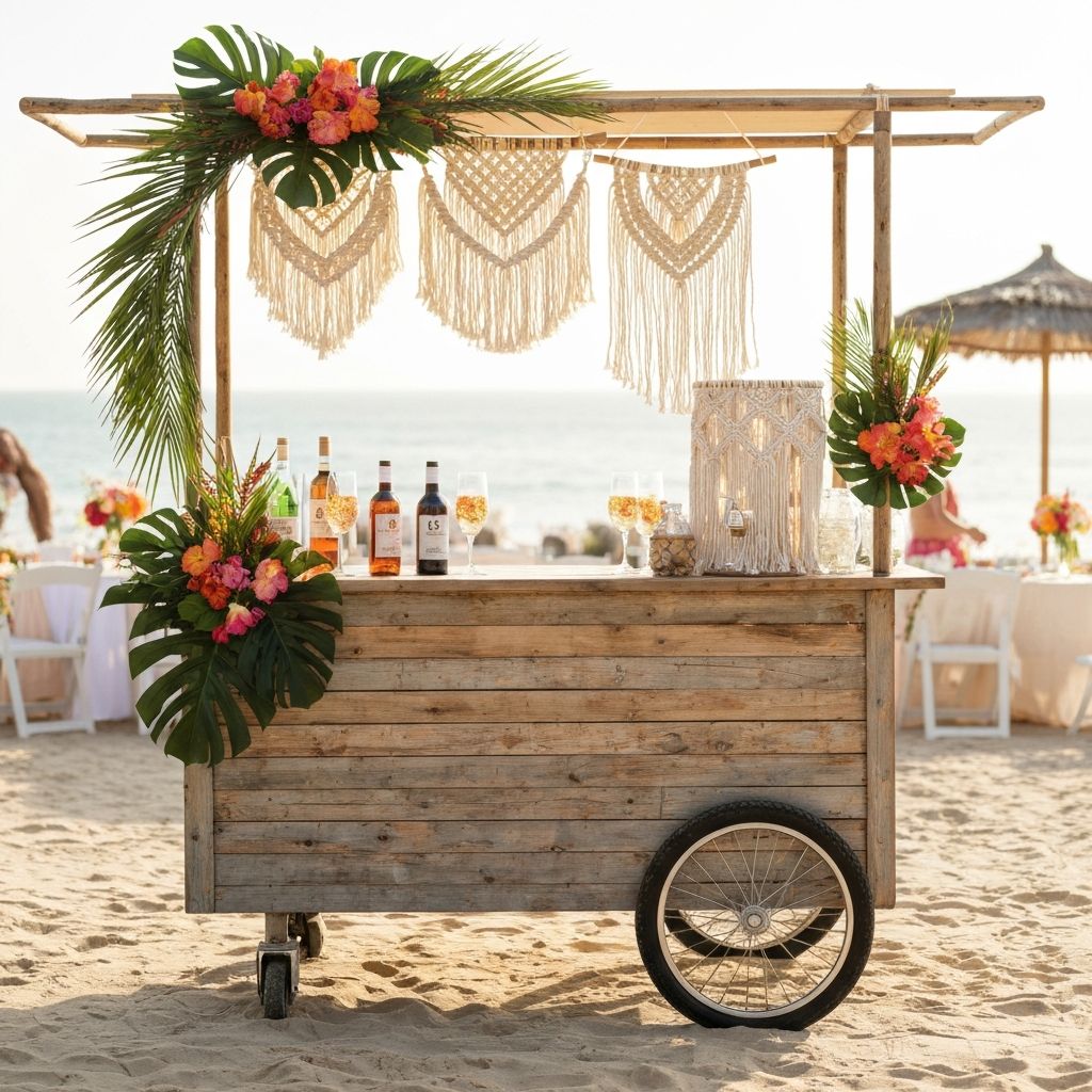 Boho Chic - Premium mobile bar cart rental for events in Oceanside - $349 per day